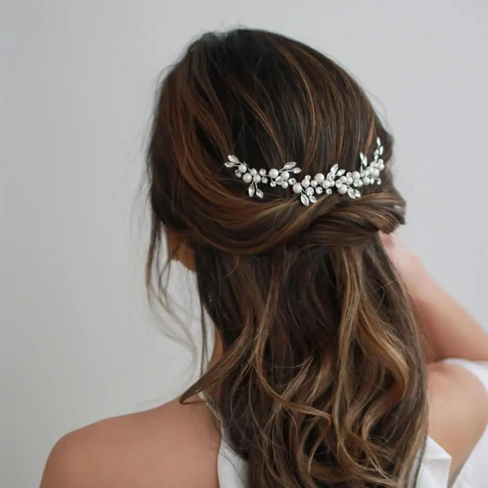 Hair Accessories Bridal Hair Accessories Fabulous Bride Headdress Wired Bride Wedding Headdress Faux Pearl Decorative Exquisite Hair Jewelry Wedding Accessories