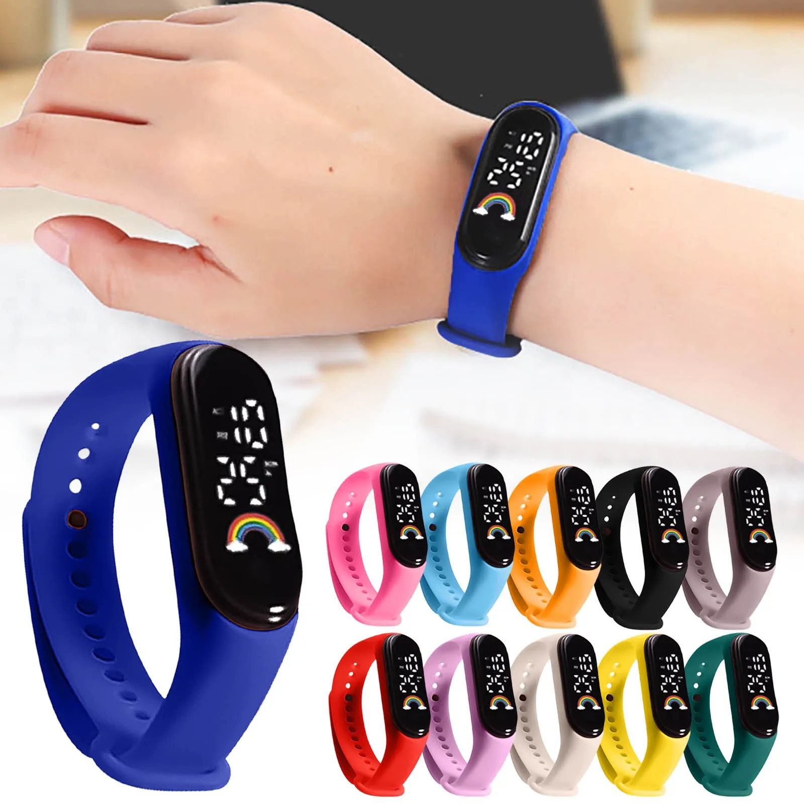 Children Multicolor Watch Led Digital Wrist Watches For Boy Girl Outdoor Sport Watch Display Week Life Waterproof Watches