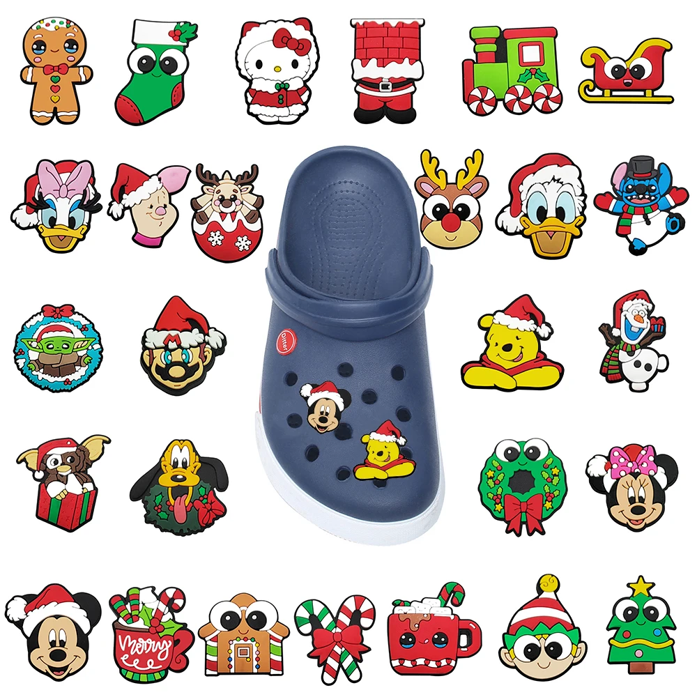 

Single sale Disney Cartoon Christmas Series for Shoe Charms PVC Accessories DIY Shoe Decoration For Kids X-mas Gifts