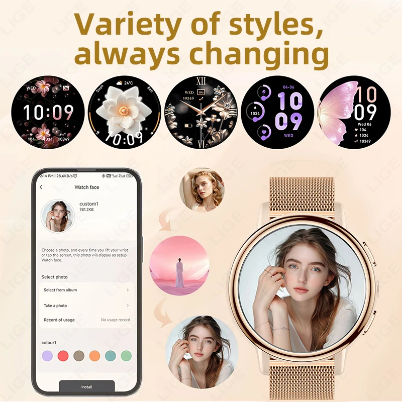 LIGE New Smart Watch Women Voice Calling Men Sports Fitness Watches Heart Rate Health Monitor Ladies Smartwatch For Android iOS