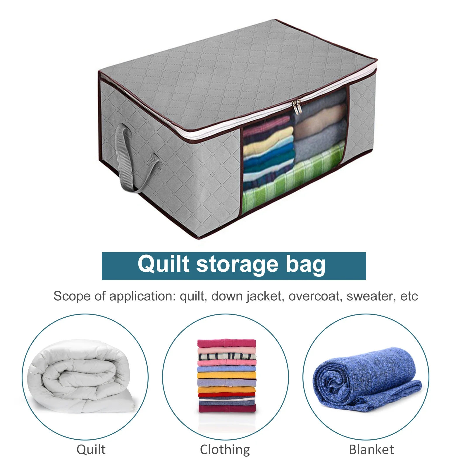 1/2pcs Non-Woven Home Large Foldable Clothing Storage Bag Quilt Clothes Wardrobe Closet Organizer Bag Toy Sundries Organizer Bag 4