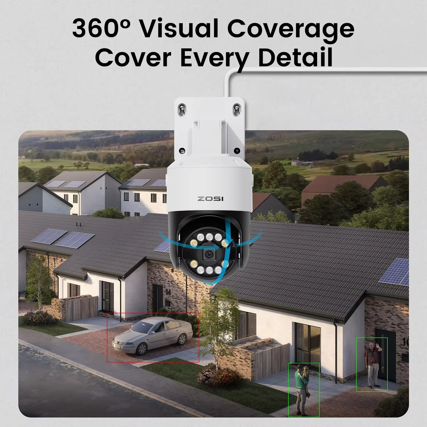 ZOSI 8MP 5MP PoE Outdoor IP Security Camera AI Detection Starlight Color Night Vision 4K 3K HD PTZ Video Surveillance Cam CCTV 3
