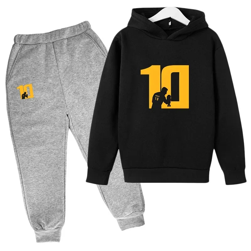 Conjunto de 2 piezas de sudadera y pantalones con estampado de moda de primavera y otoño para niños de 2 a 12 años, ropa deportiva informal para niñas y niños