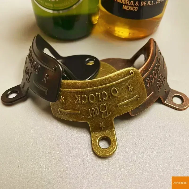 Beer O' Clock Metal Bottle Opener Wall Mounted Hanging BBQ DIY Solid Beer Opener Tools Bar Decorative Kitchen Gadgets 1pc