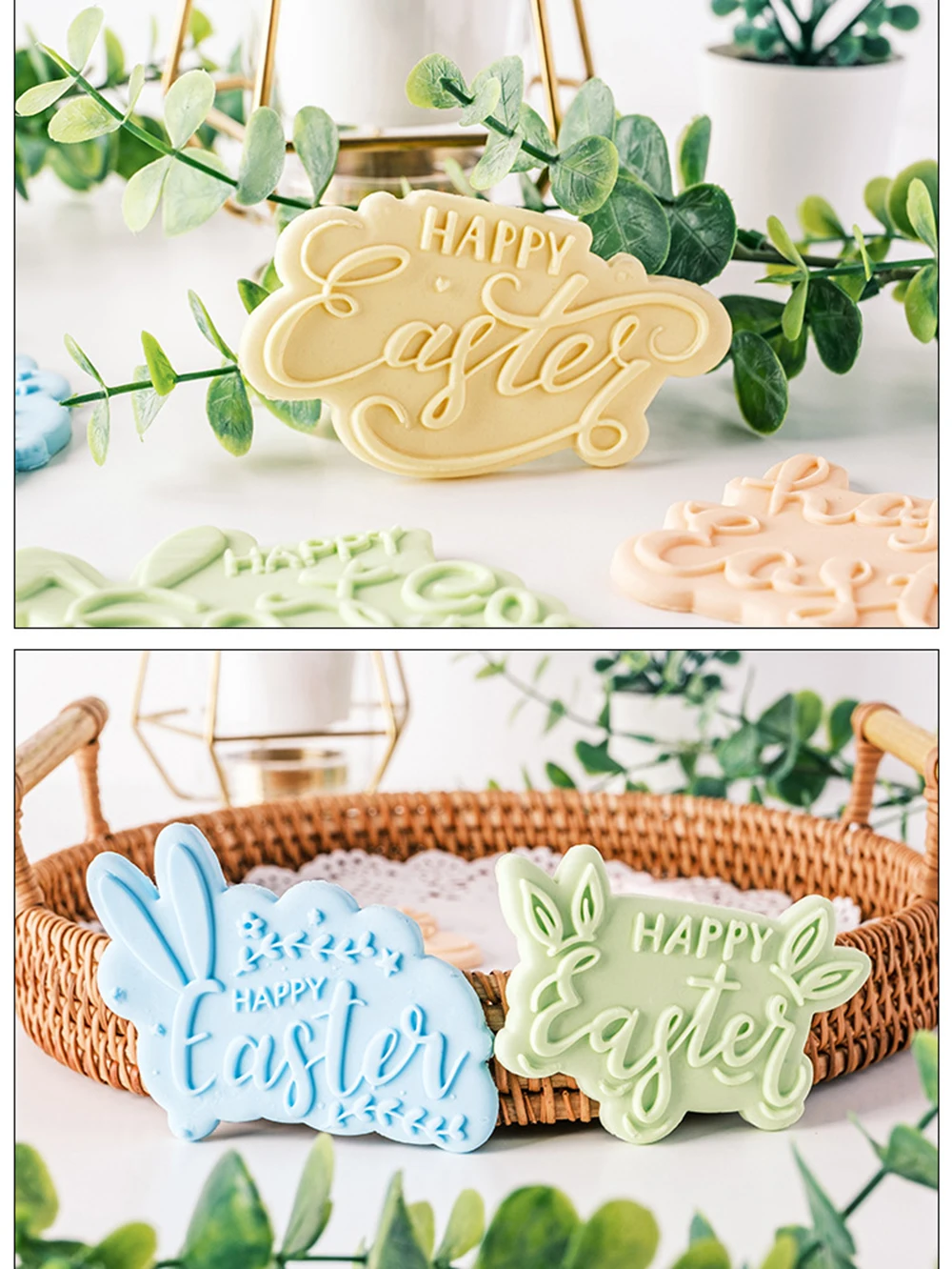Happy Easter Cookie Molds Fondant Cutter DIY Baking Decorating Tools Kitchen Supplies