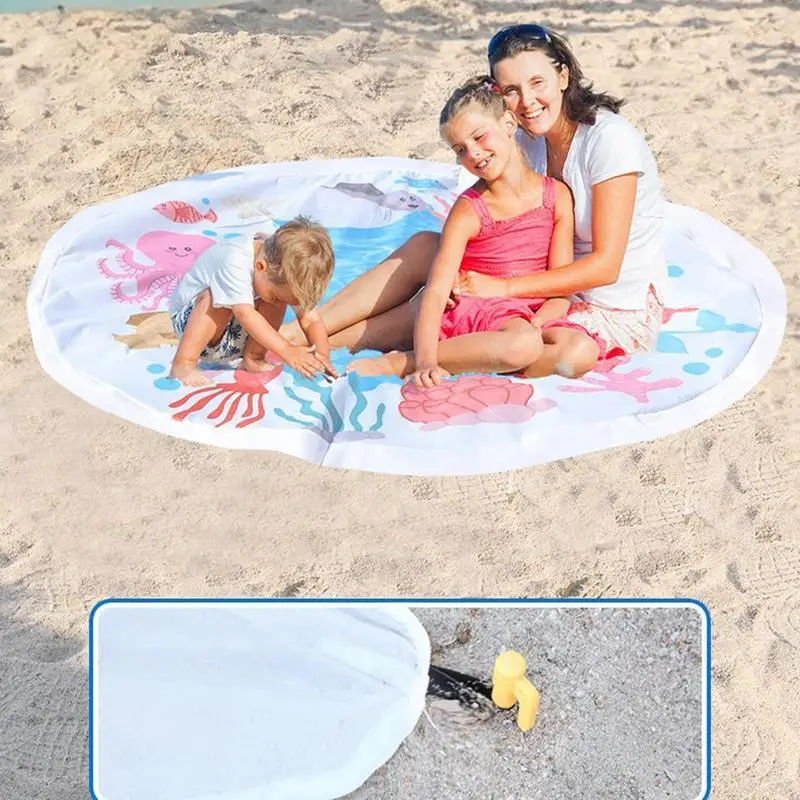 Beach Puddle Pool Toddler Beach Blanket Paddling Pool with Carrying Bag Summer Outdoor Water Play Toy for Beach Picnic