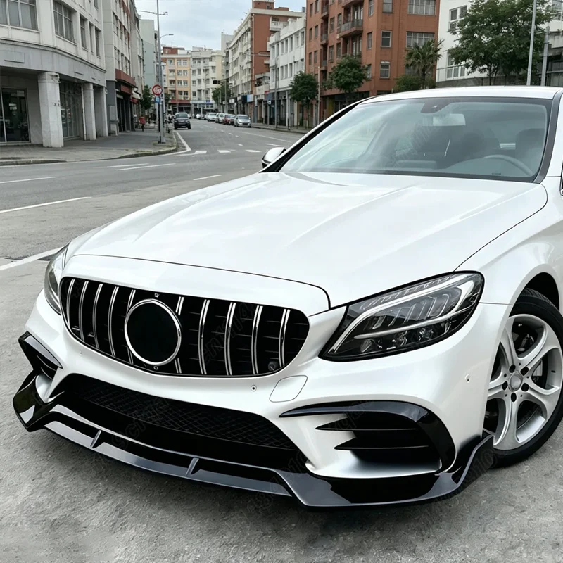 메르세데스-벤츠 W205 C180 C200 C300 2014 2015 2016 2017 2018 자동차 프론트 범퍼 립 카 프론트 턱 스포일러 바디 키트