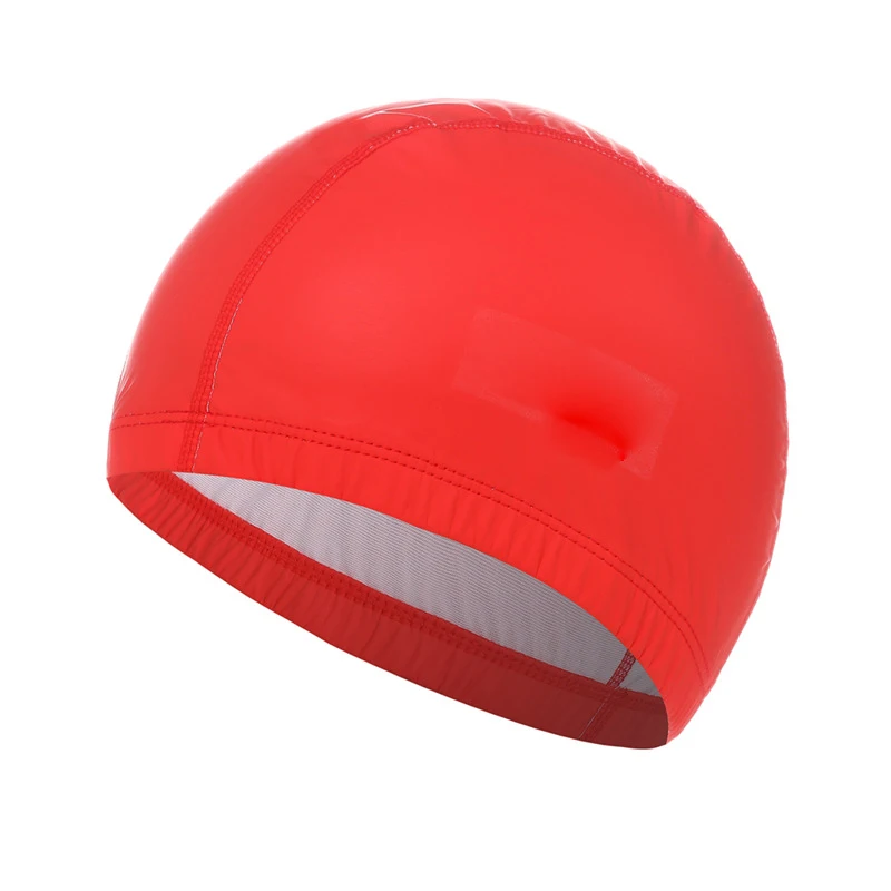 

Swimming Adult PU Waterproof Swim Pool Solid Color Elastic Ears Long Hair Diving Hat Bathing Free Size
