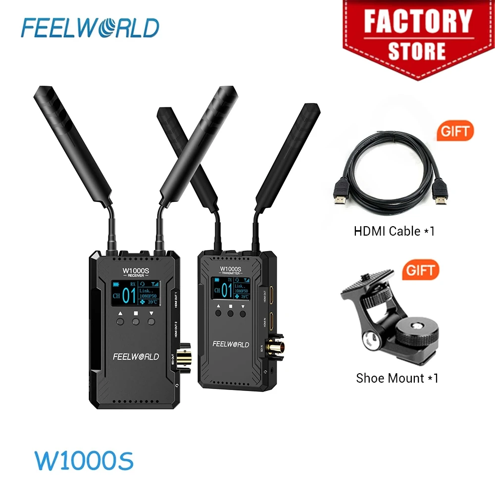 FEELWORLD W1000S  1082P HD 1000FT Dual HDMI + SDI Input And Output Wireless Video Transmission System WIth Full Duplex