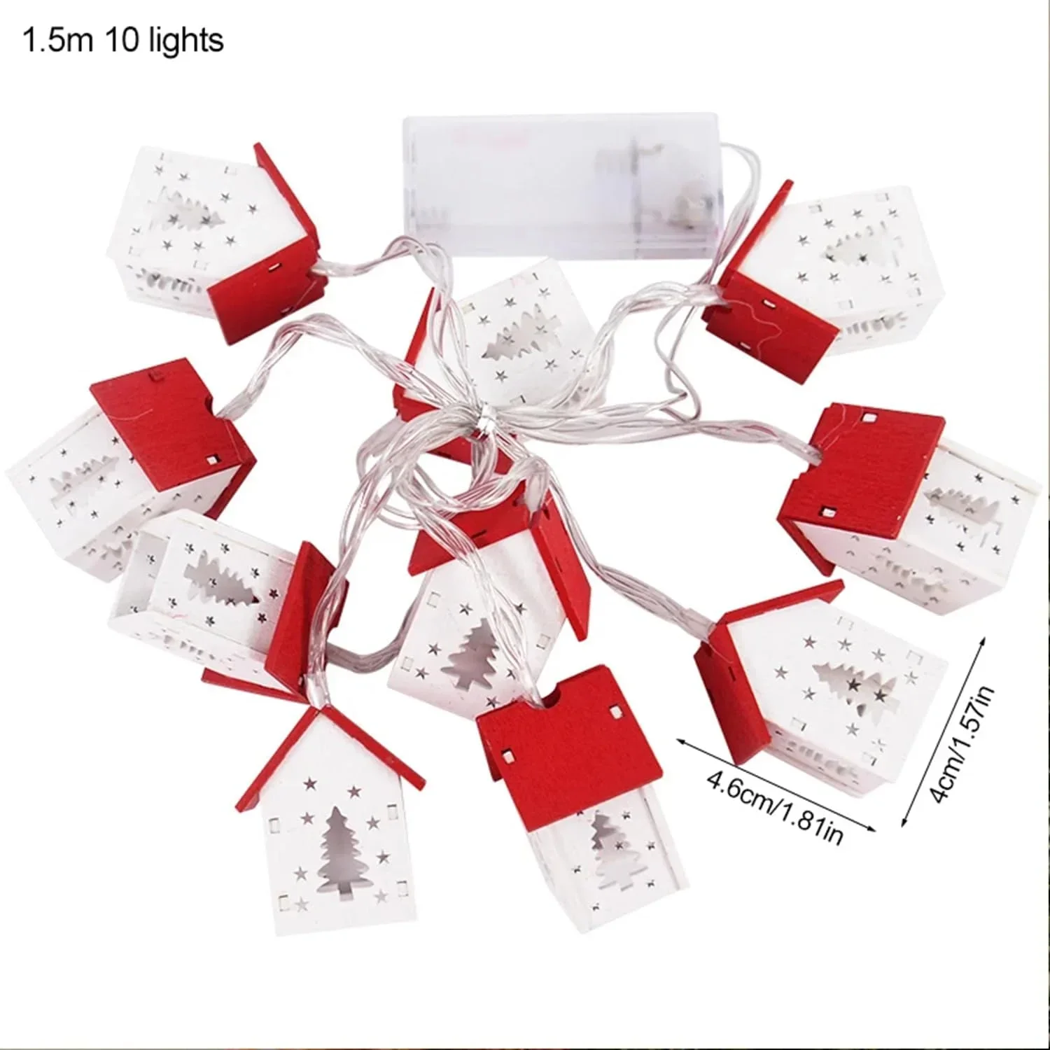 Christmas Wooden House LED String Light Xmas Tree Garland Home Fairy Lamp Merry Christmas Hanging Ornament Gifts