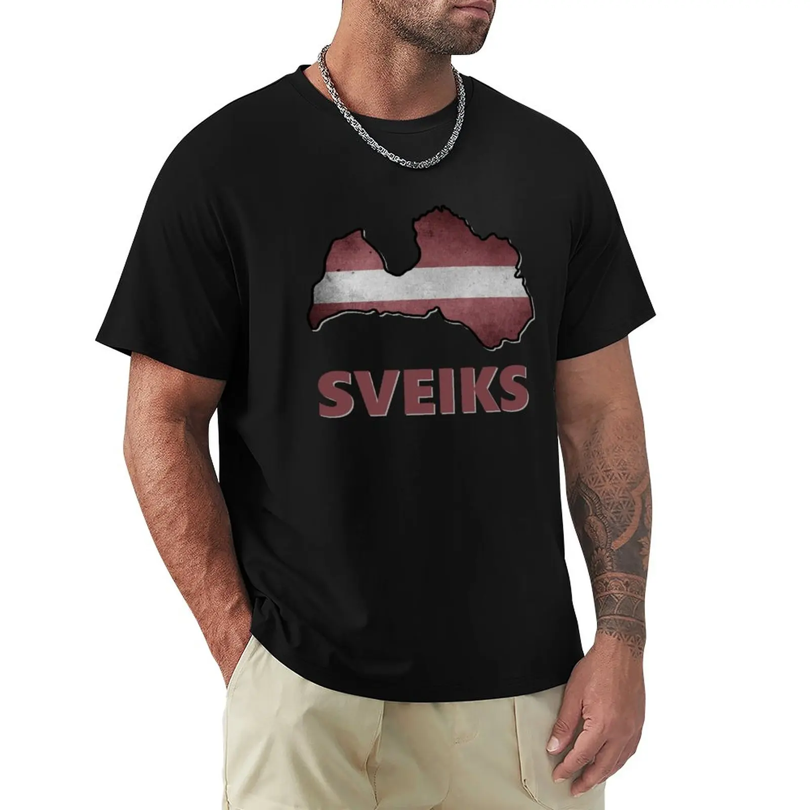 

Sveiks - Latvian Pride (word for hello, goodbye, cheers...) T-Shirt plain korean fashion men t shirts