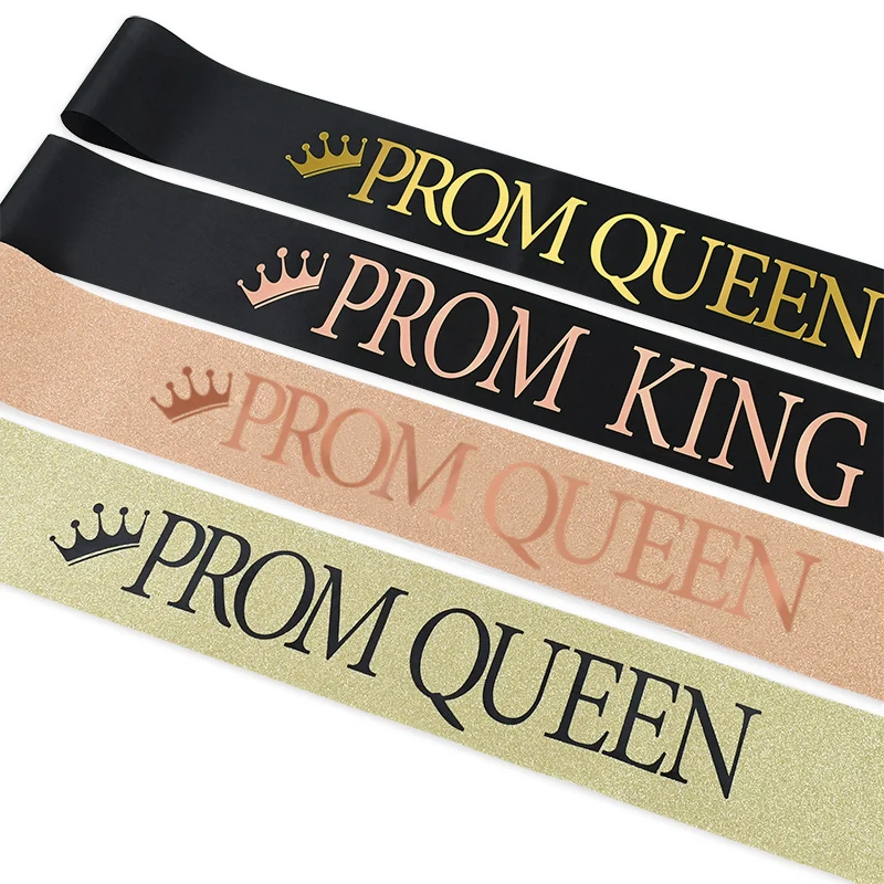 

2pcs For Men Women Fabric Making Ribbons Sash Shoulder Strap Letters Prom King Queen Ball Dancing Party Decoration Supplies