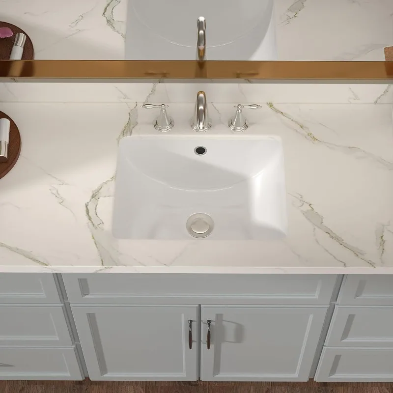 Undermount Bathroom Sink 18x14 Inch White Rectangular Ceramic Bathroom Sink Deep Basin with Overflow Vanity Basin Hand Basin 2