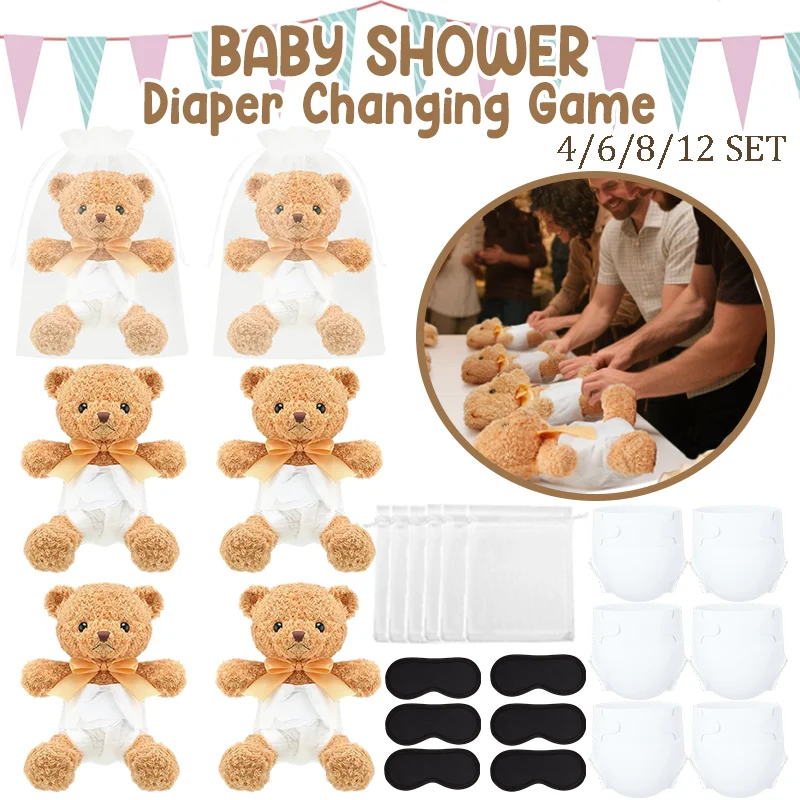 4-12Set Baby Shower Games Diaper Changing Blindfolded for