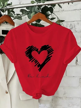 Be Kind Heart Graphic T-shirt Unisex Casual O Neck Short Sleeve Printed Tee Positive Kindness Streetwear Tops For Men Women