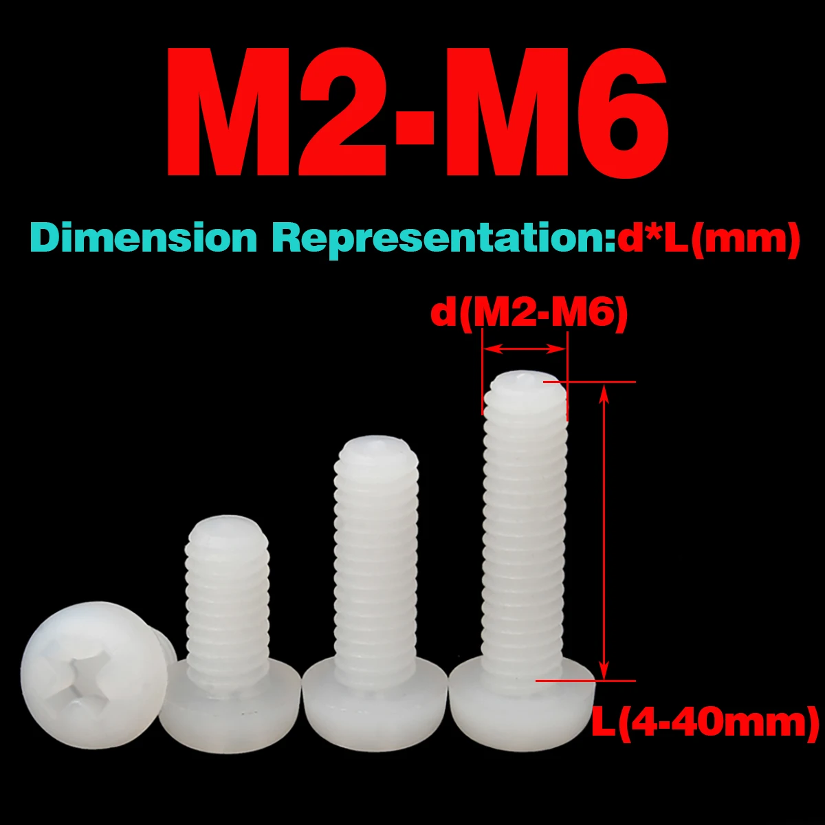 

Nylon Round Head Screw/Plastic Phillips Screw/Pan Head Screw Bolt M2 M2.5 M3 M4 M5 M6