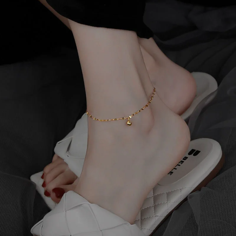 925 Sterling Silver Round Bead Feet Chain Simple and Fashionable Feet Chain Sparkling Summer Jewelry anklet bracelets silver anklets ankle chain