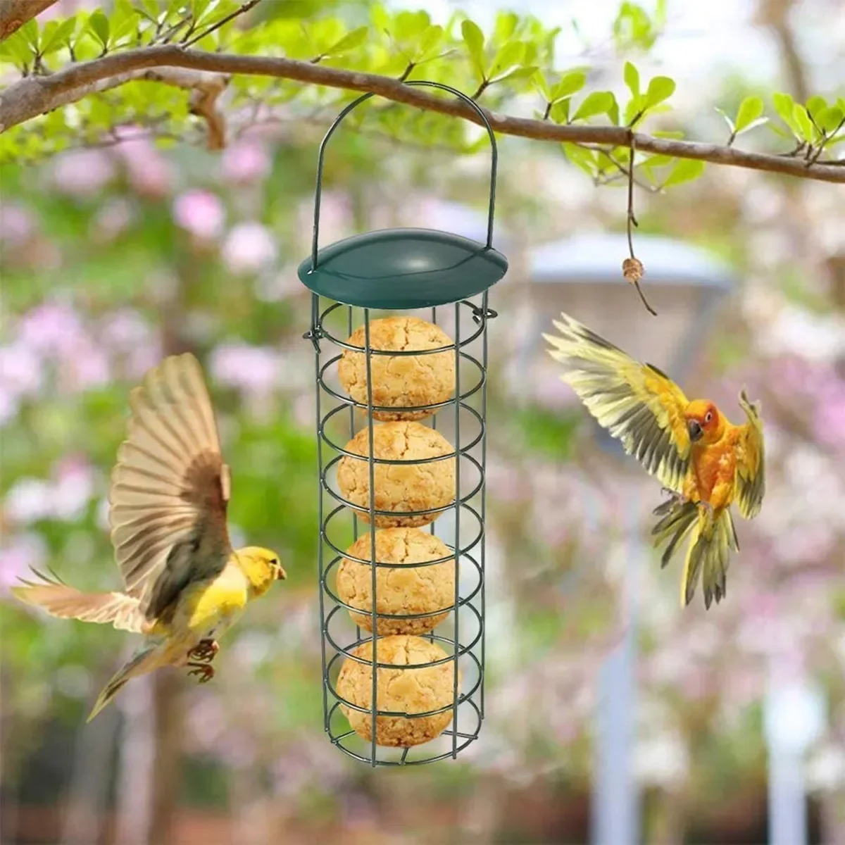 Bird Feeder 1pc bird feeder Birds Grease Ball Holder Feeder Park Garden Pet Bird Supplies Iron Outdoor Mesh Feeding Portable Wild Hanging