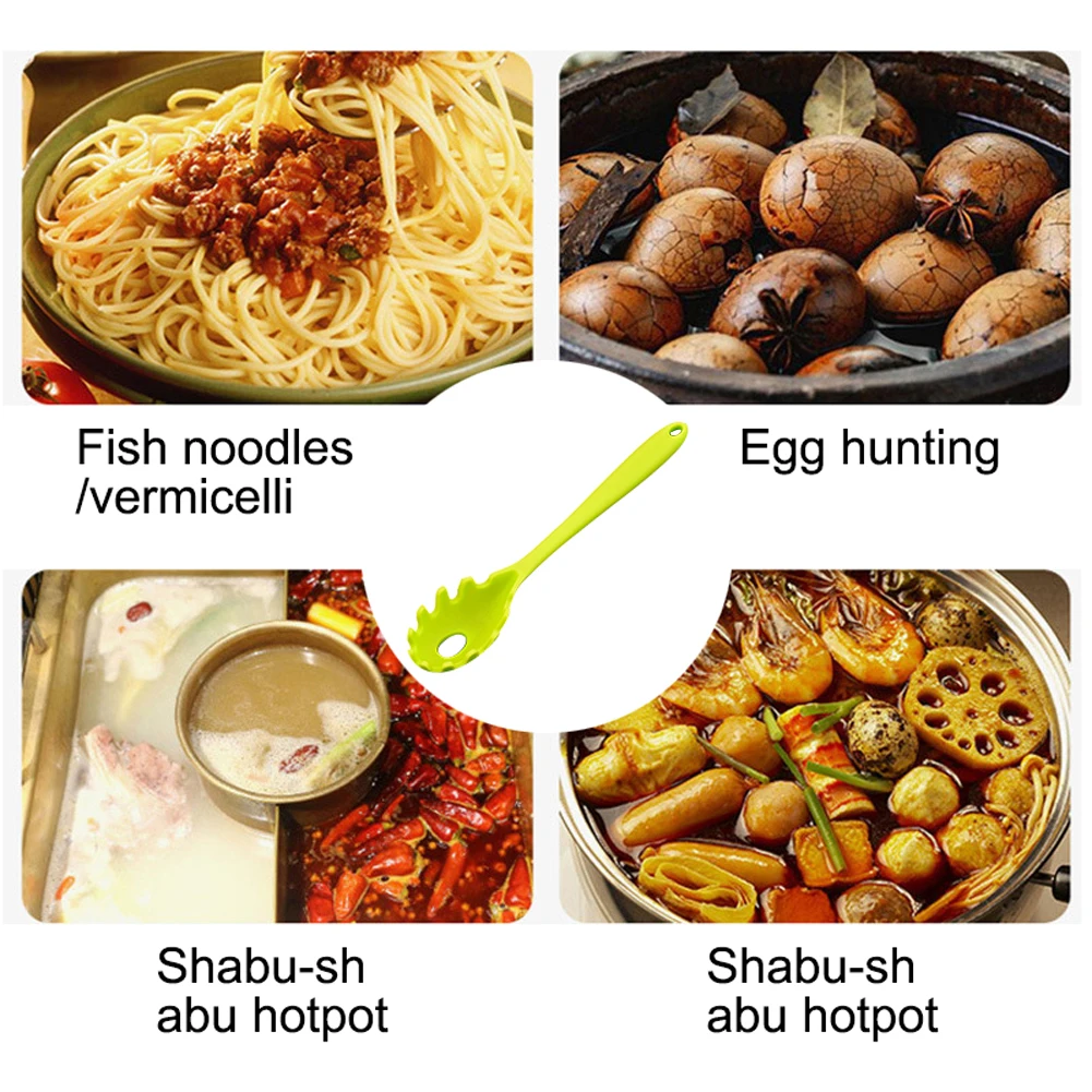 Multifunctional Non-Slip Soft Silicone Home Kitchen Pasta Fork Mini Portable Cooking Tool Durable Heat-Resistant Non-Stick