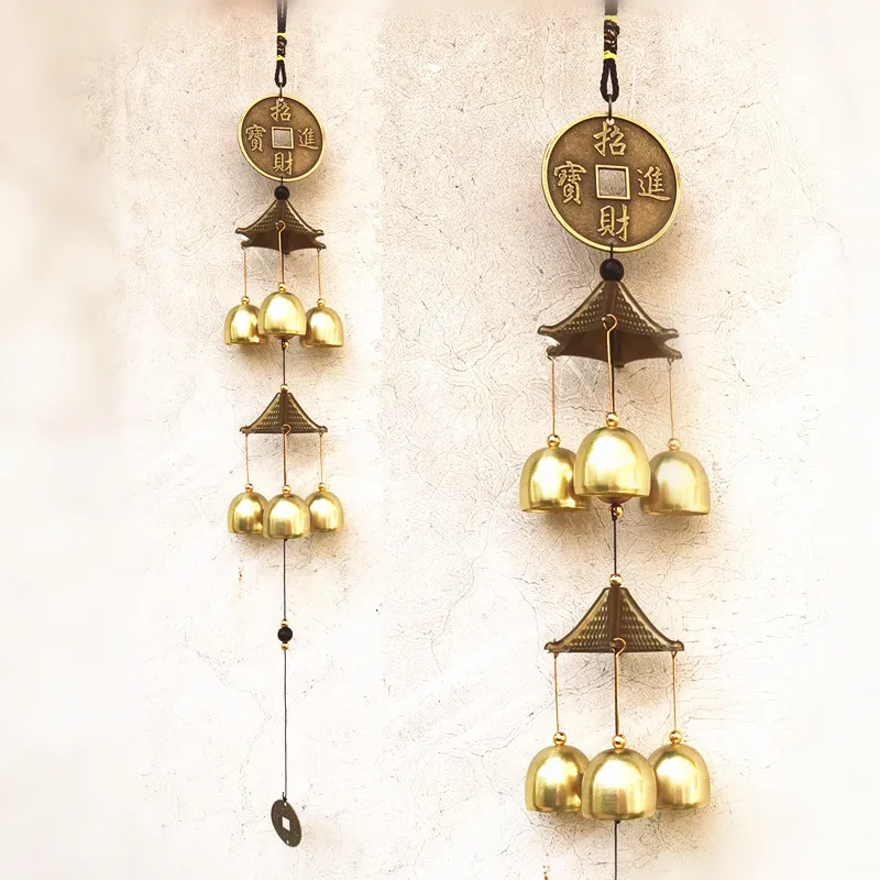 Antique Wind Chime Copper Yard Garden Outdoor Living Decoration Metal Wind Chimes Outdoor Chinese Oriental Lucky Metal Wind Bell