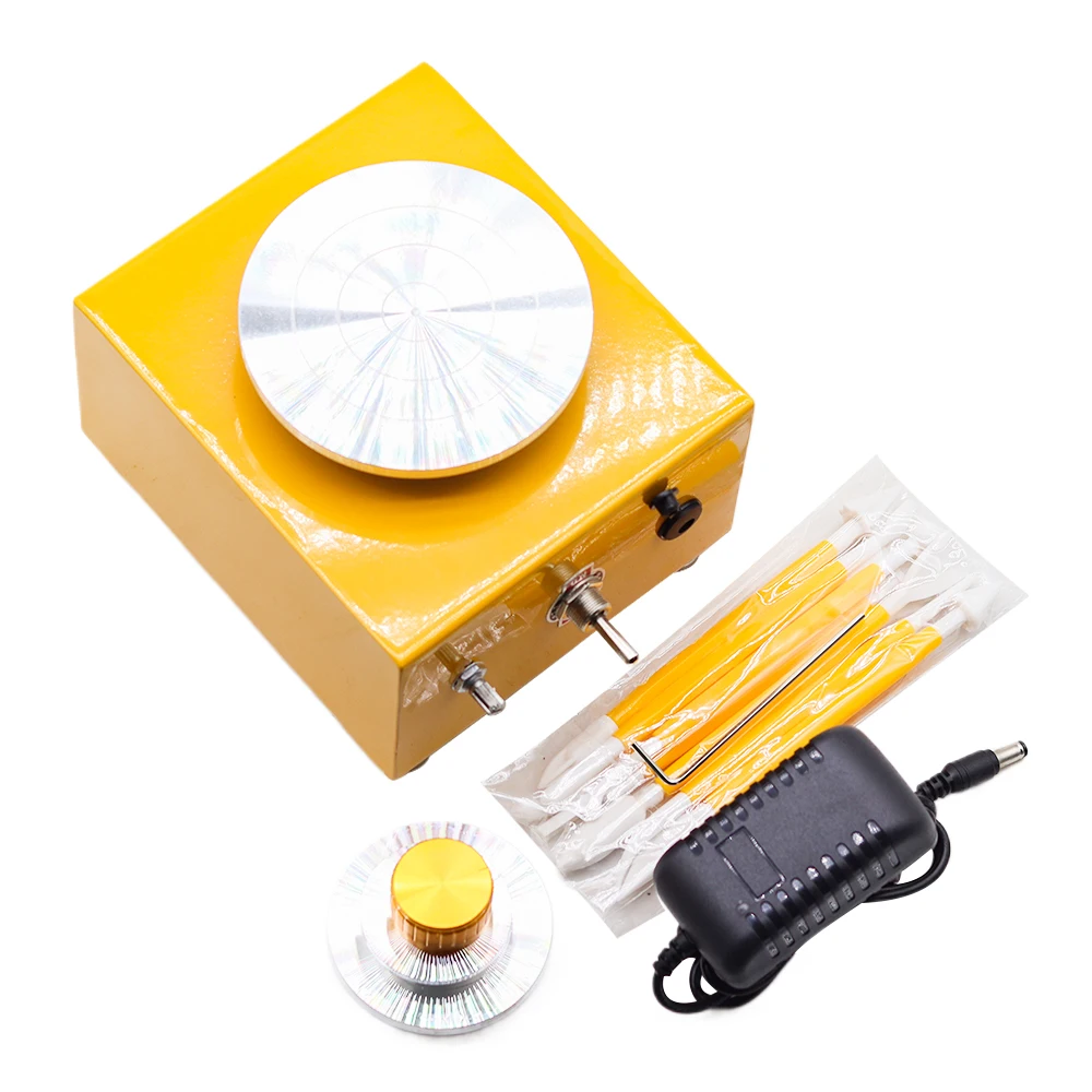 Mini Turntables Pottery Wheel Pottery Machine Electric Wheel DIY Craft Potter's Ceramic Tools Clay Tools with Tray