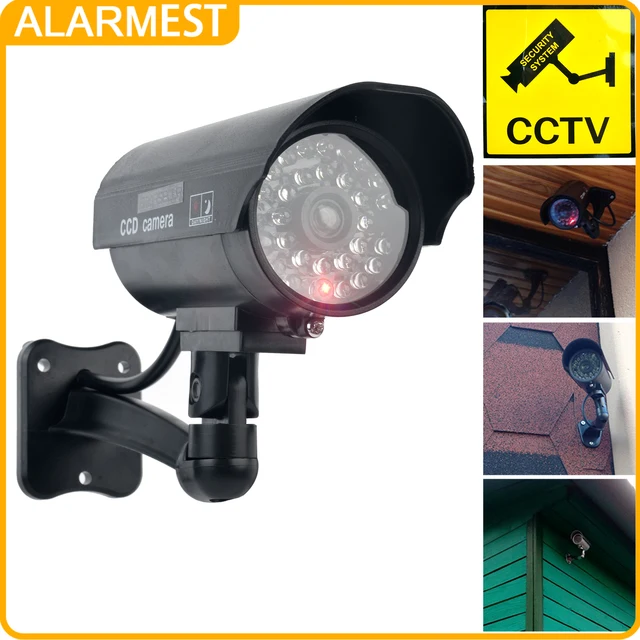 ALARMEST fausse caméra factice étanche sécurité CCTV caméra de Surveillance avec lumière Led rouge clignotante extérieure intérieure 1