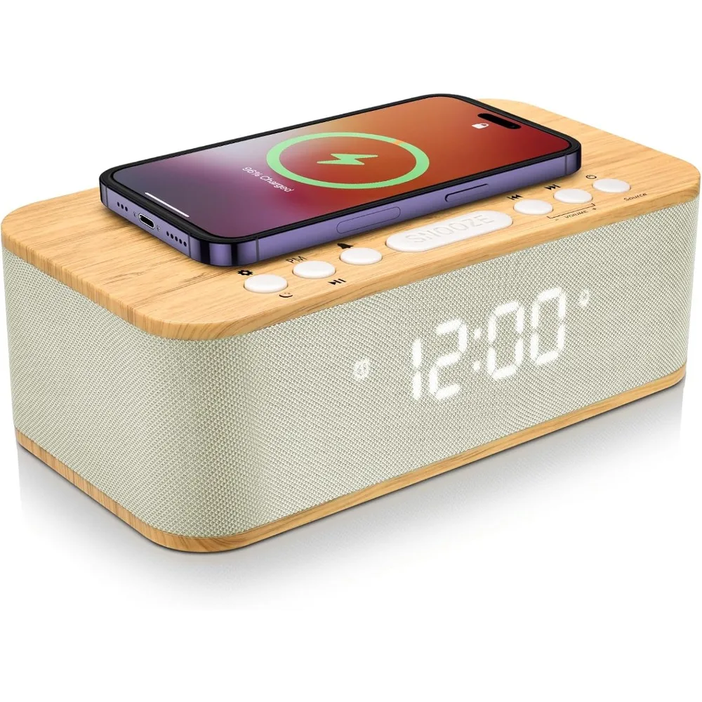 

Цифровой будильник XMSJ с Bluetooth-динамиком, беспроводной заряжаемый будильник для спальни, цифровой двойной будильник для спальни с USB-зарядкой