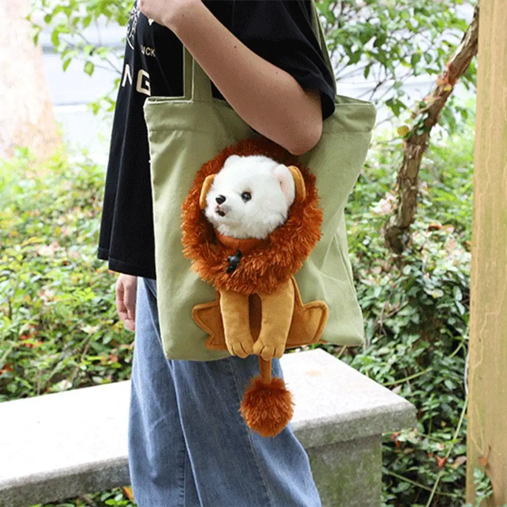 Fashion Lion-shaped Shoulder Bag Breathable Can Be Exposed Pet Canvas Bag For Cats And Dogs Tote Small Pet