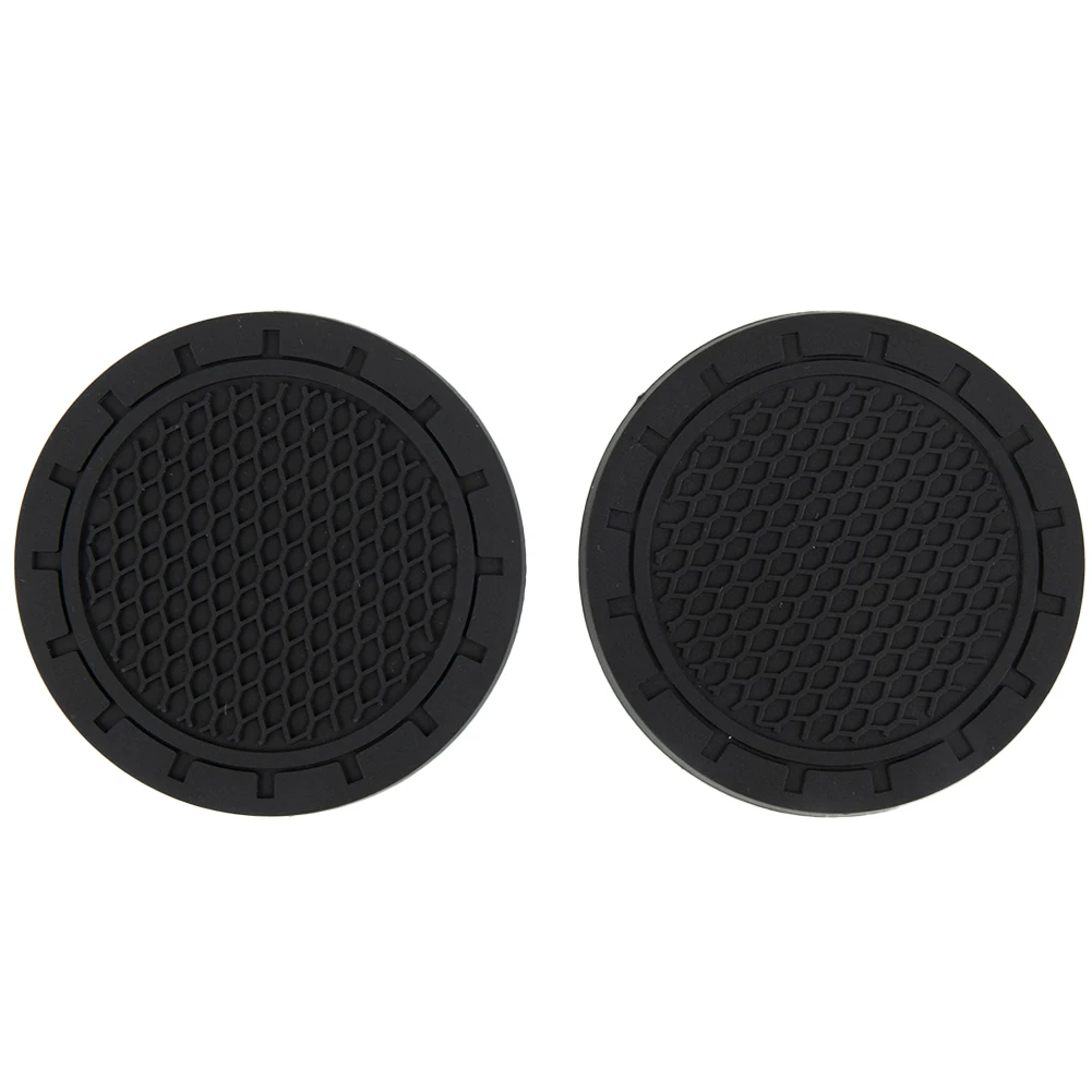 Part Car Coasters Pads Rubber Silicone Simple 2PCS Accessories Black Cup Holder For Auto Non-Scratches Brand New 2pcs car blue bling rhinestone cup holder insert coaster accessories for women non slip mat car accessories for water cups