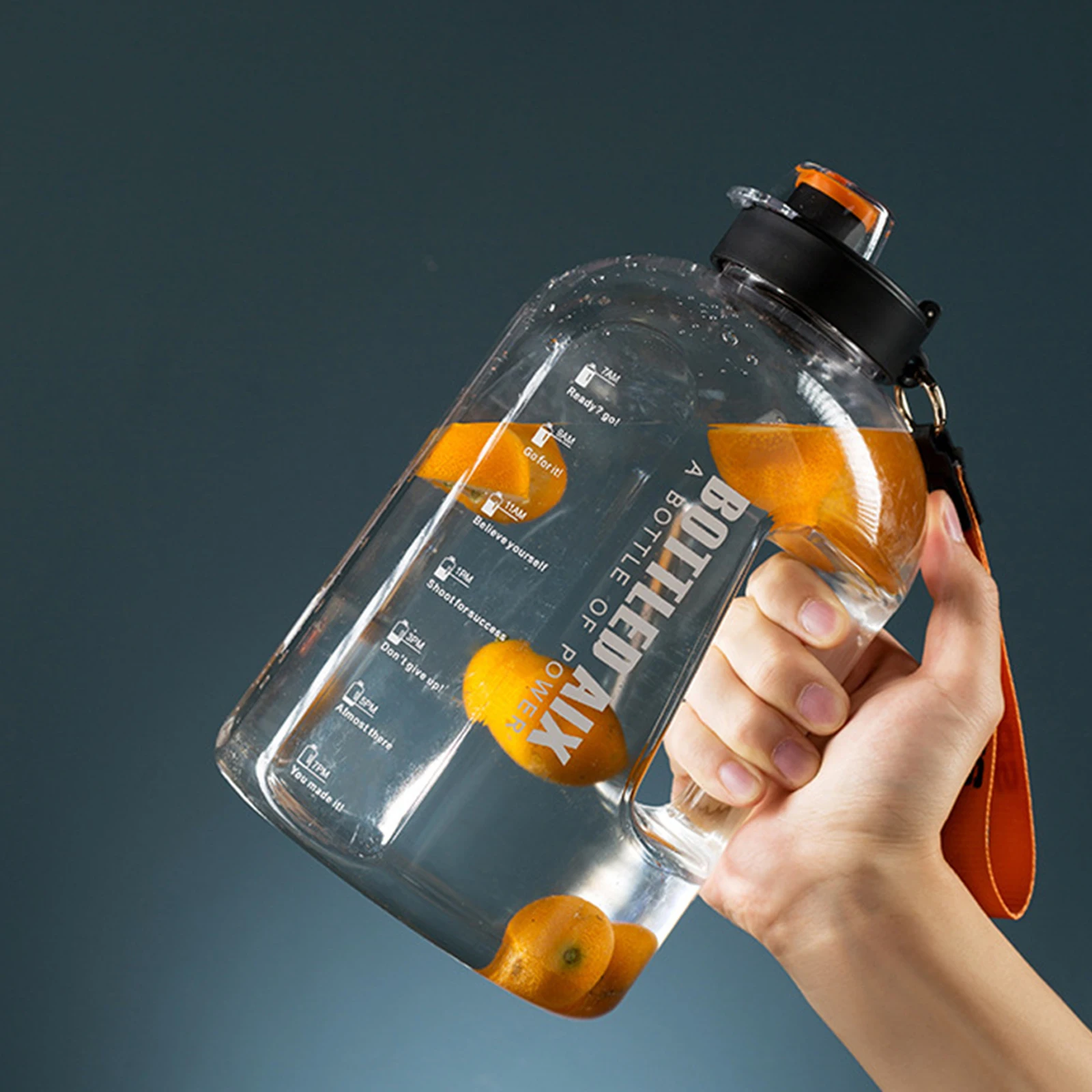 2,2L sportvattenflaska stor kapacitet 1 gallon vattenflaska med tidsskala BPA-fri plastflaska utomhusträningsvattenkopp_voghion.com
