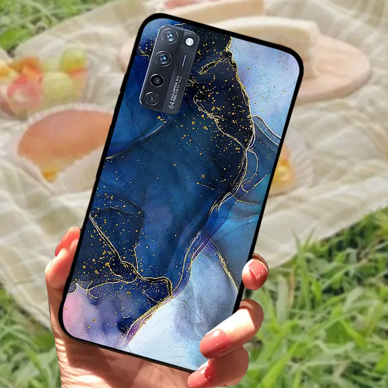 Enhanced Silicone Soft Marble Black Bumper Protective Case Cover
