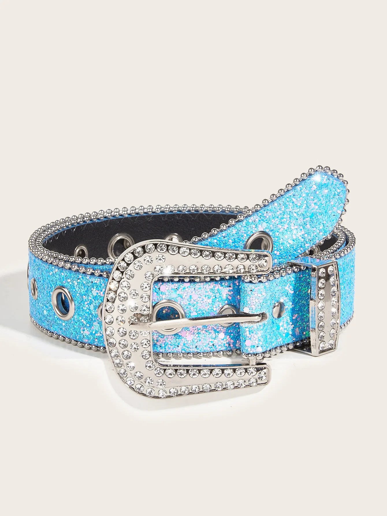 Rhinestone Western Cowgirl Belt - Y2K Sparkling PU Leather Accessory for Women