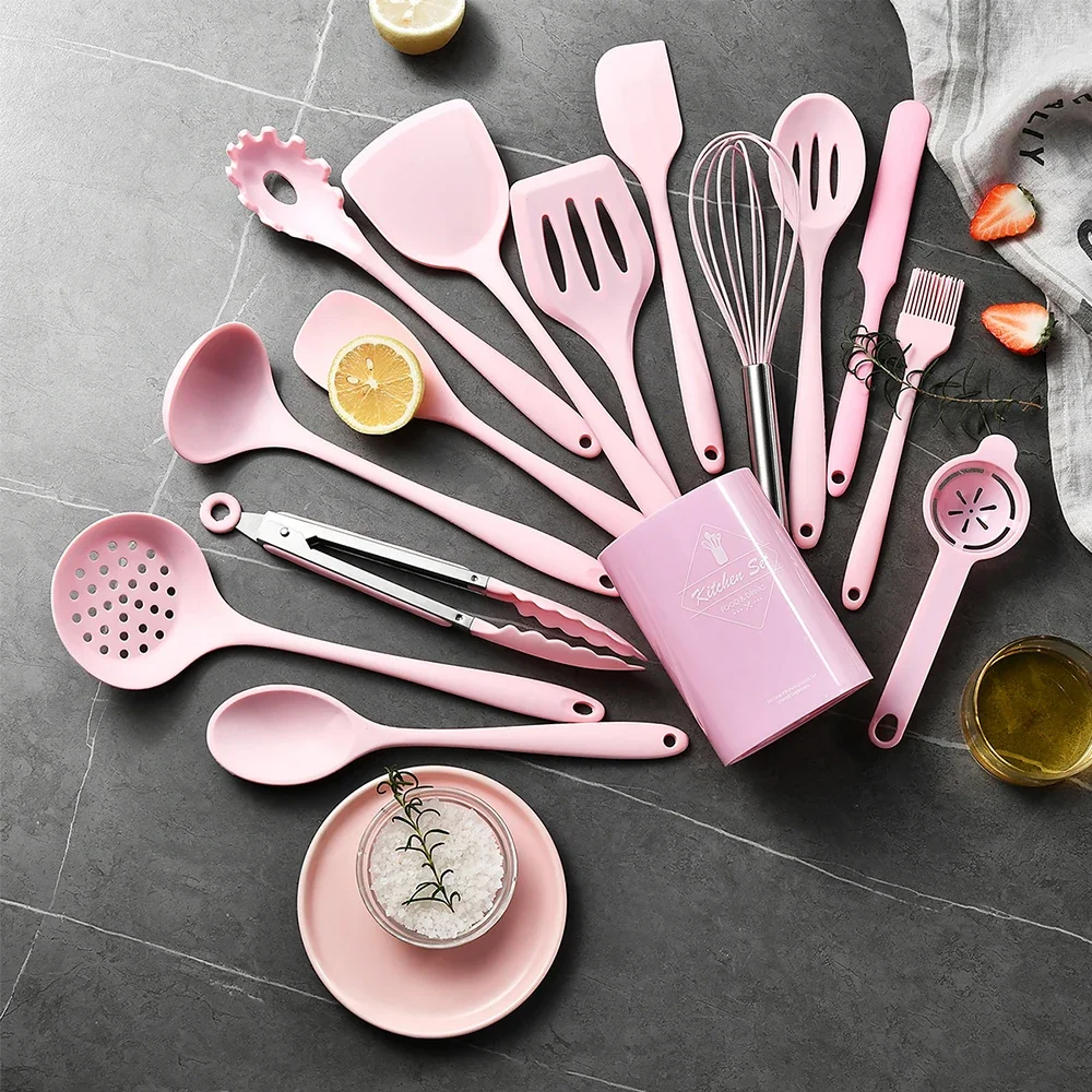 Ustensiles de cuisine en silicone de qualité alimentaire ingent, ustensiles de cuisine, spatule tournante, cuillère à soupe, outil de cuisine pratique, ensemble F2, 15 pièces