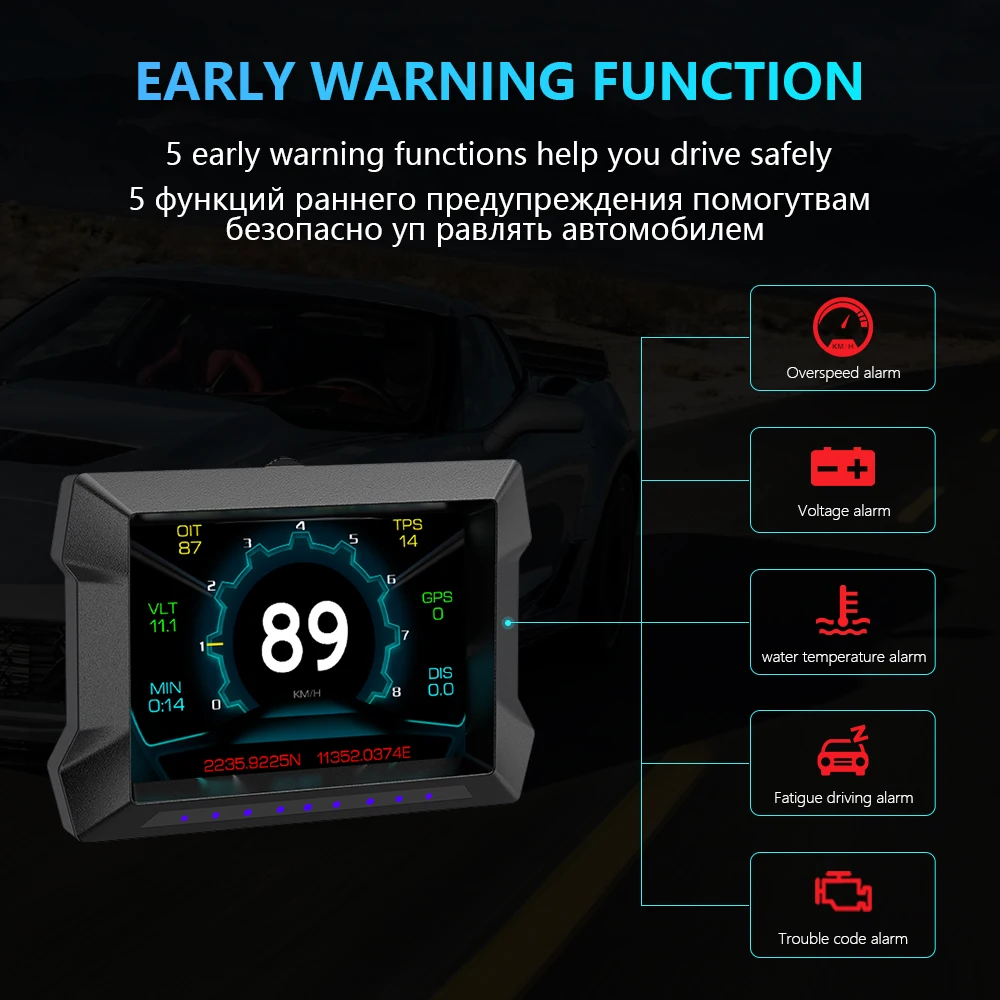 OBDHUD ٱ  OBD2 HUD  ÷, ڵ º ǻ, GPS  ӵ, ڵ 溸 