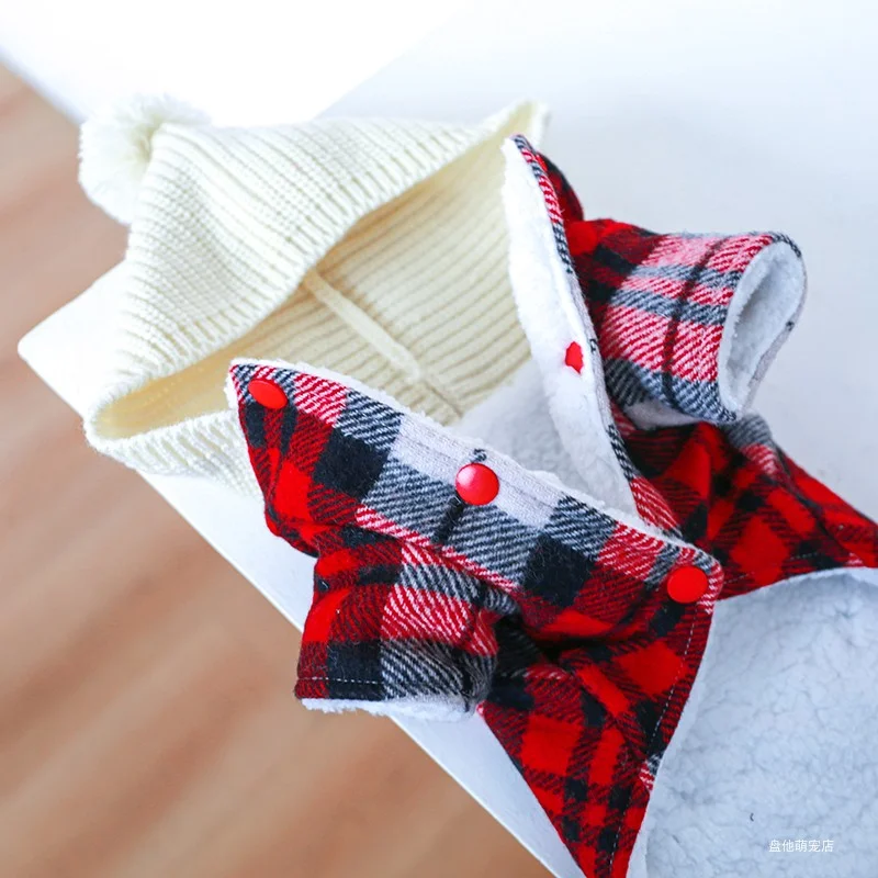 1PC Pet Clothing Cat Winter Plush Thickened Ball Hat Cotton Coat Windbreaker Suitable for Small and Medium Dogs pet jacket