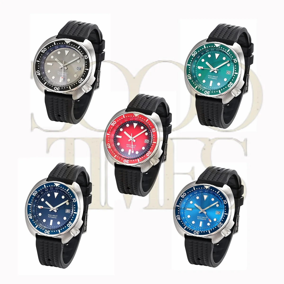

316L Blue Red Green Grey Stainless Steel Vintage 6105 Japan NH35 Automatic Men Watch