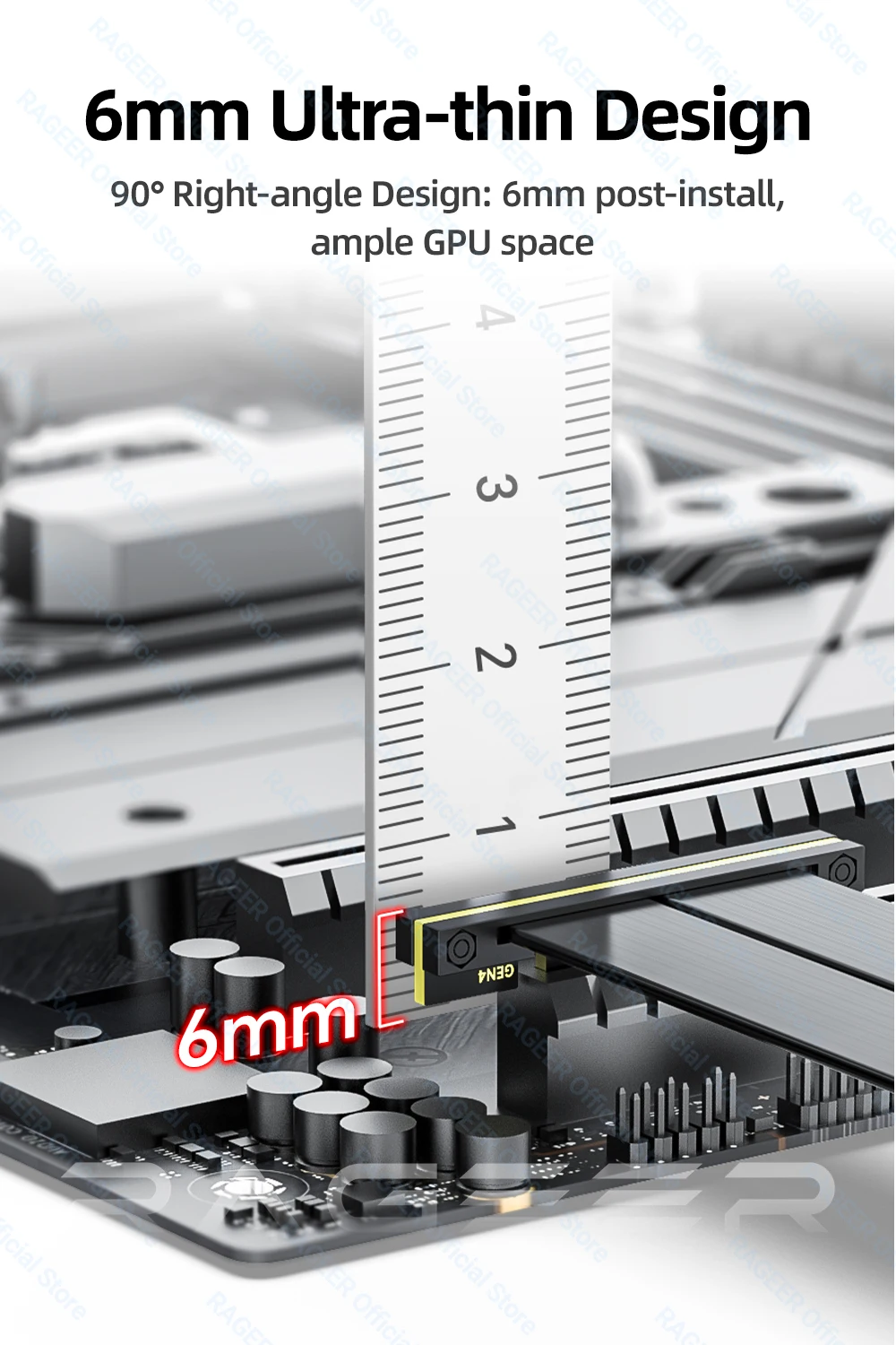 RAGEER PCIe X1 4.0 Dual-Channel Riser-Kabel PCI-Express X1 Verlängerungskabel PCI-e Extender Adapter Unterstützt Netzwerk-/Capture-Karten – Detail 4