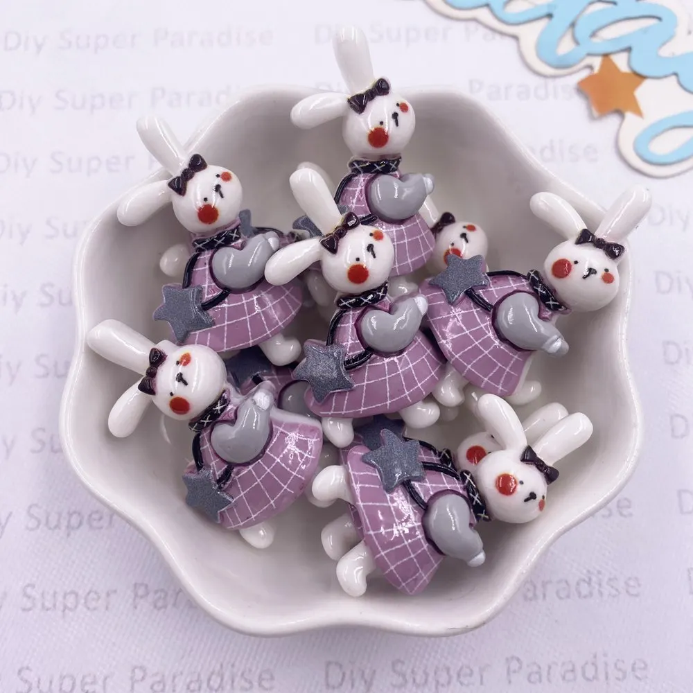 10PCS Harz Bunte Nette Panda Kaninchen Bär Pinguin Hund Flache rückseite Stein Cartoons Sammelalbum Figur DIY Decor Zubehör Handwerk – Detail 6