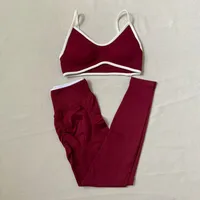 Ensemble de sport LOGO pour femme : Soutien-gorge de yoga, pantalon taille haute, effet push-up, pour entraînement abdominal, gym et course à pied 6