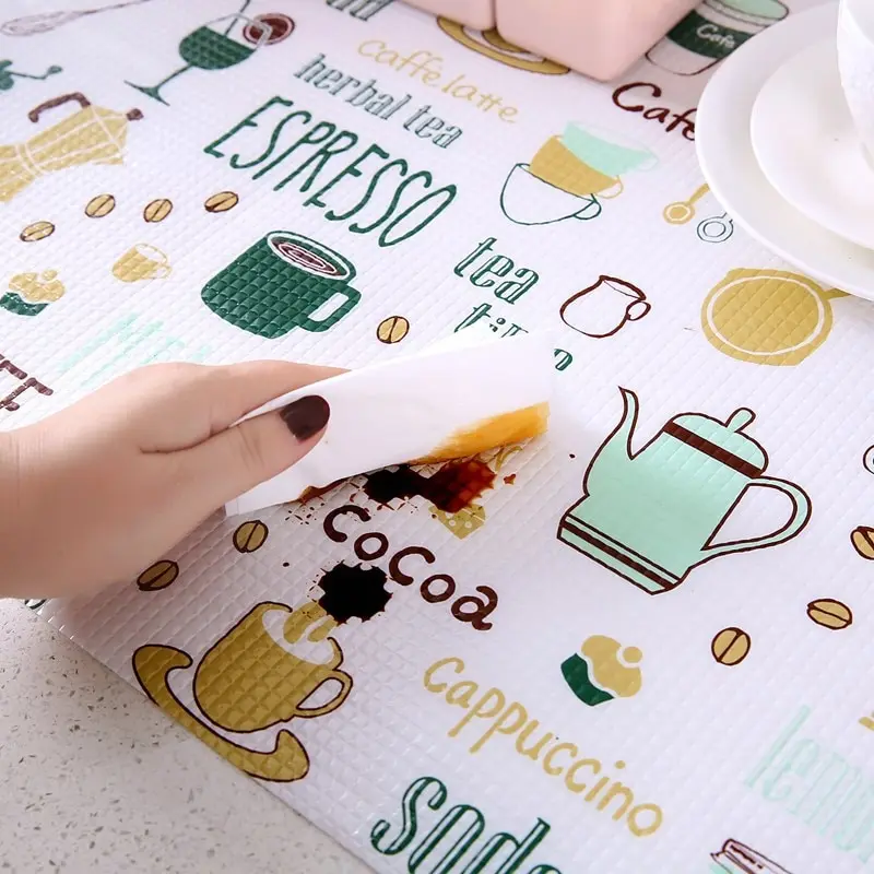 1 Roll Can Cut Table Mat Drawers Cabinet Shelf Liners Cartoon Cupboard Placemat Waterproof Oil Thickened Kitchen Stickers drawer liner
