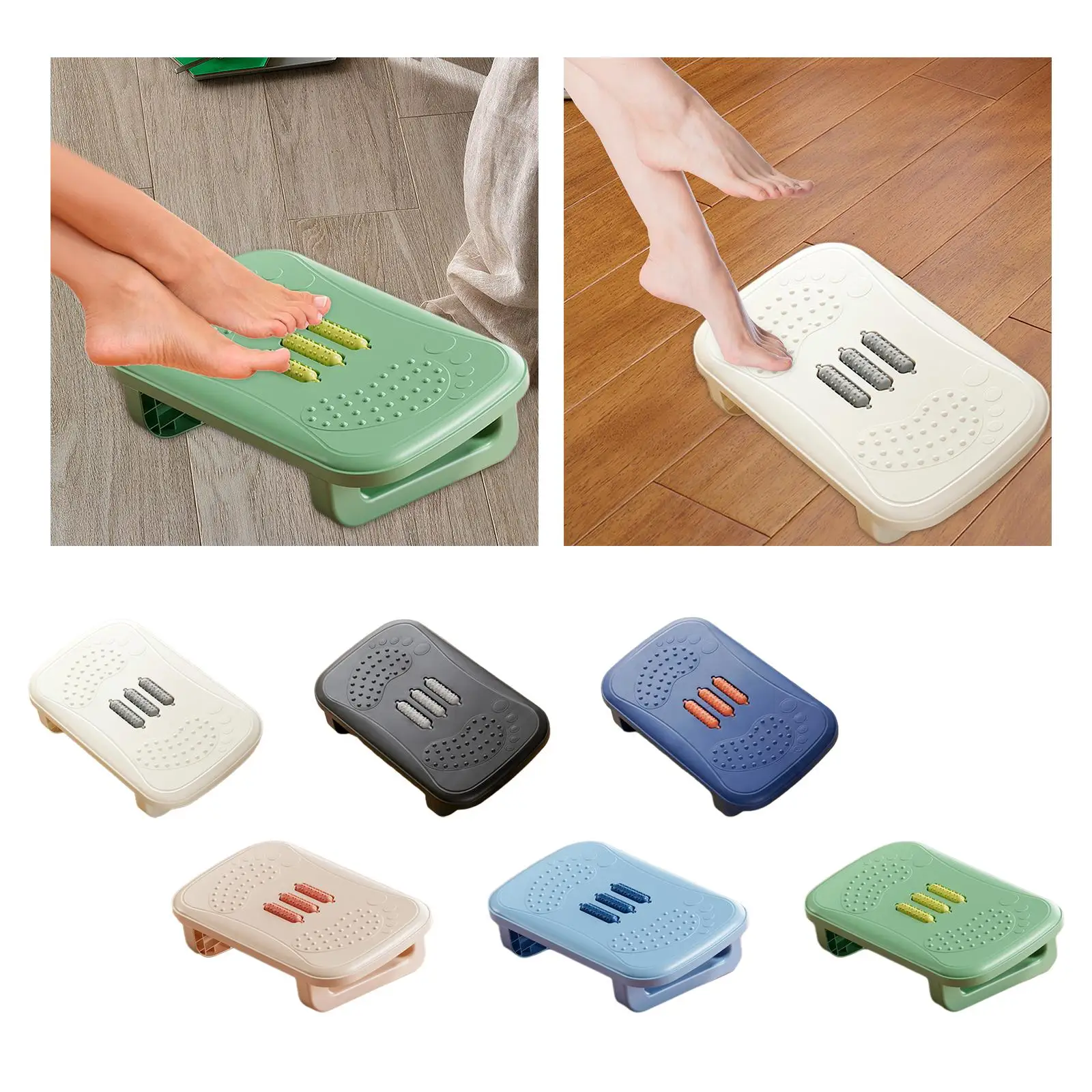 Foot Rest Under Desk Leg Rest with Roller Massage Foot Nursing Stool Foot Stool for Car Computer Desk Women Men Living Room Home
