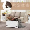 Modern Farmhouse Coffee Table Square Wood Center Table with Storage Space Metal Corners Z Shape Table 4