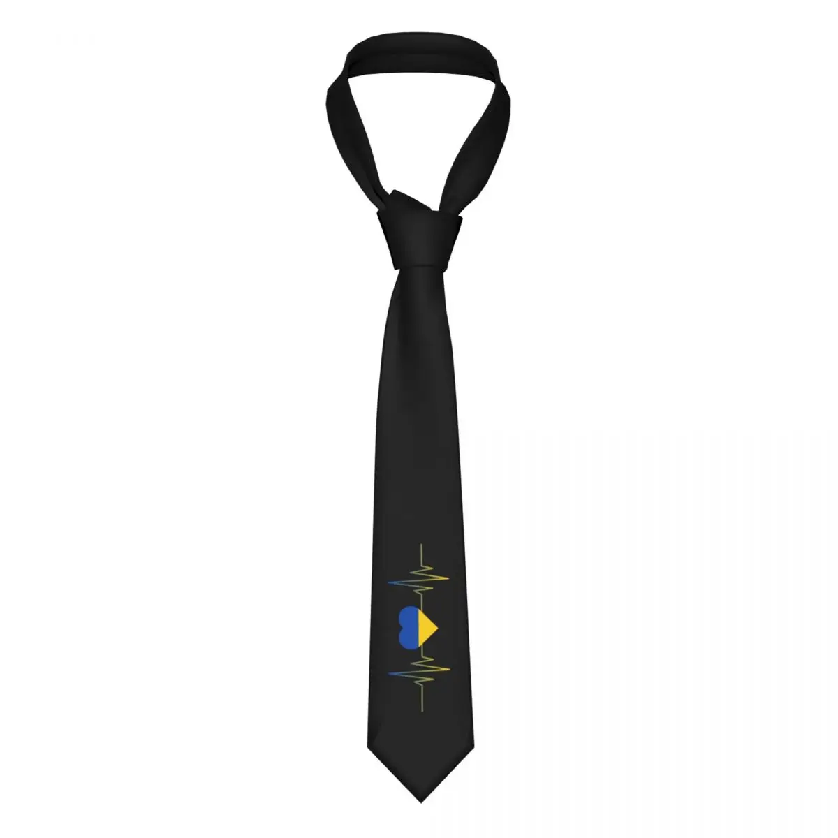 

Custom Ukraine Heartbeat Flag Tie Men's Formal Silk Ukrainian Patriotic Necktie for Party