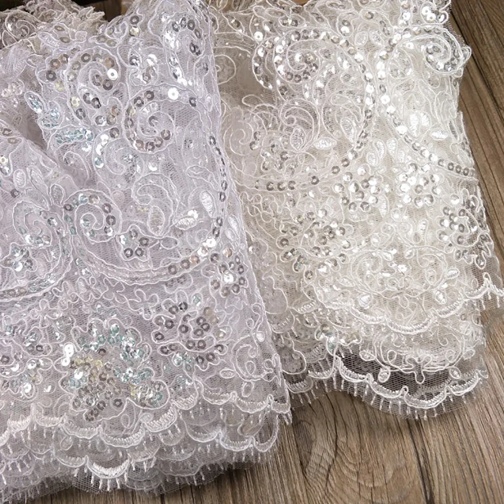 1yard Sequin Cording Fabric Lace Trim for Wedding Dec