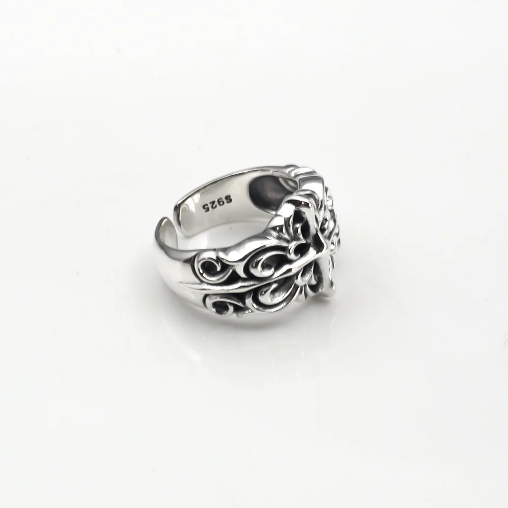 European and American men's personalized fashion punk hip-hop open cross ring