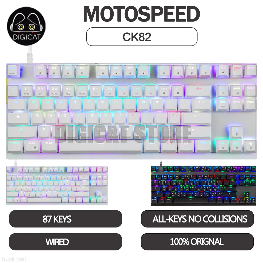 

Motospeed CK82 Mechanical Gamer Keyboard 87 Keys Wired Keyboard RGB Backlight Computer Gaming Keyboard For WIN/XP/VISTA Gifts