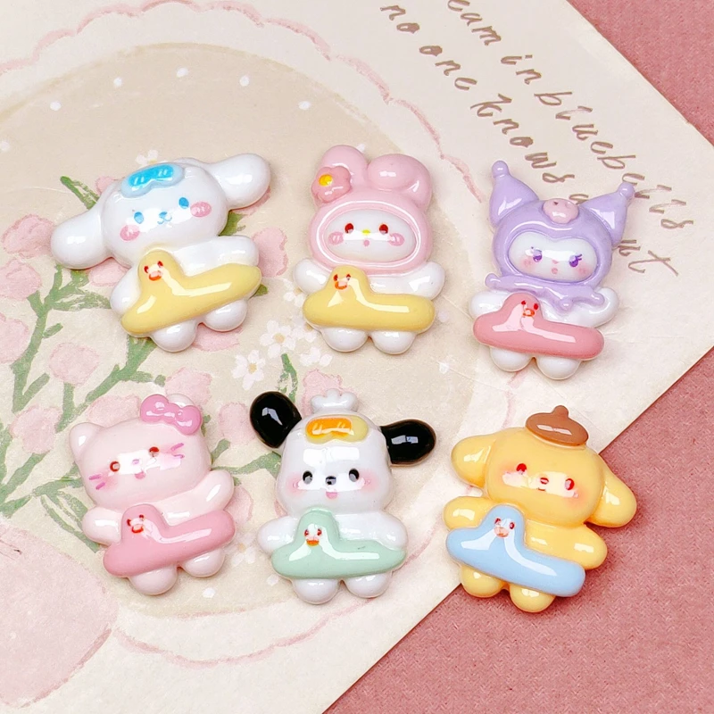 

10Pcs New Mini Kawaii Cartoon Animal Kitten Swimming Circle Series Resin Scrapbook Diy Jewelry Children Gift Hairpin Accessories