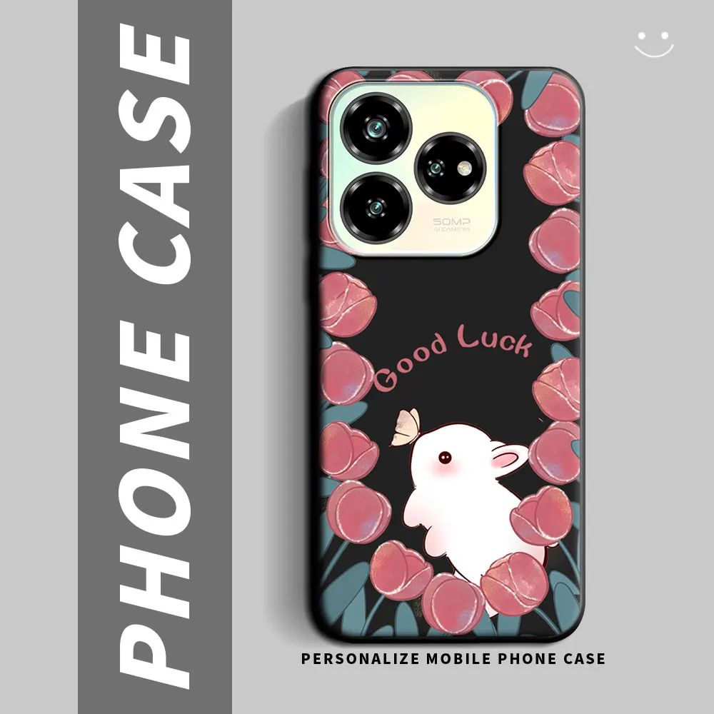 バッグ TAGLIOVIVO Phone Case For ZTE Blade V40S V60 4G Case Cartoon Cute Cat Flower