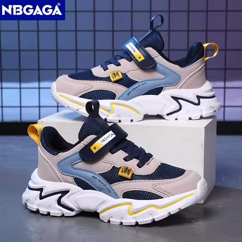 Kid Sneakers Sport Shoes for Boys Fashion Leather Children Breathable Mesh Comfort Shoes Casual Walking Outdoor Running Shoes