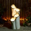 31.25 "H4 Layer Waterfall Fountain with LED Lights and Water Pump, Garden Backyard, Ceramic Floor Lotus Leaf Texture Fountain 1